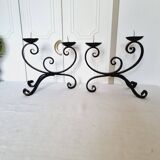 Elegant pair of vintage wrought iron candlesticks or candle holders from the 50s/60s
