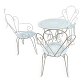 Old wrought iron garden furniture 3 armchairs + 1 table