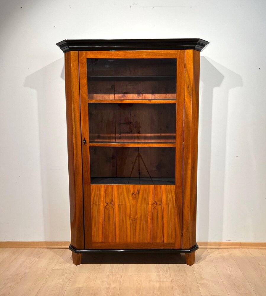 Biedermeier Bookcase in Walnut & Glass, Austria, 1825