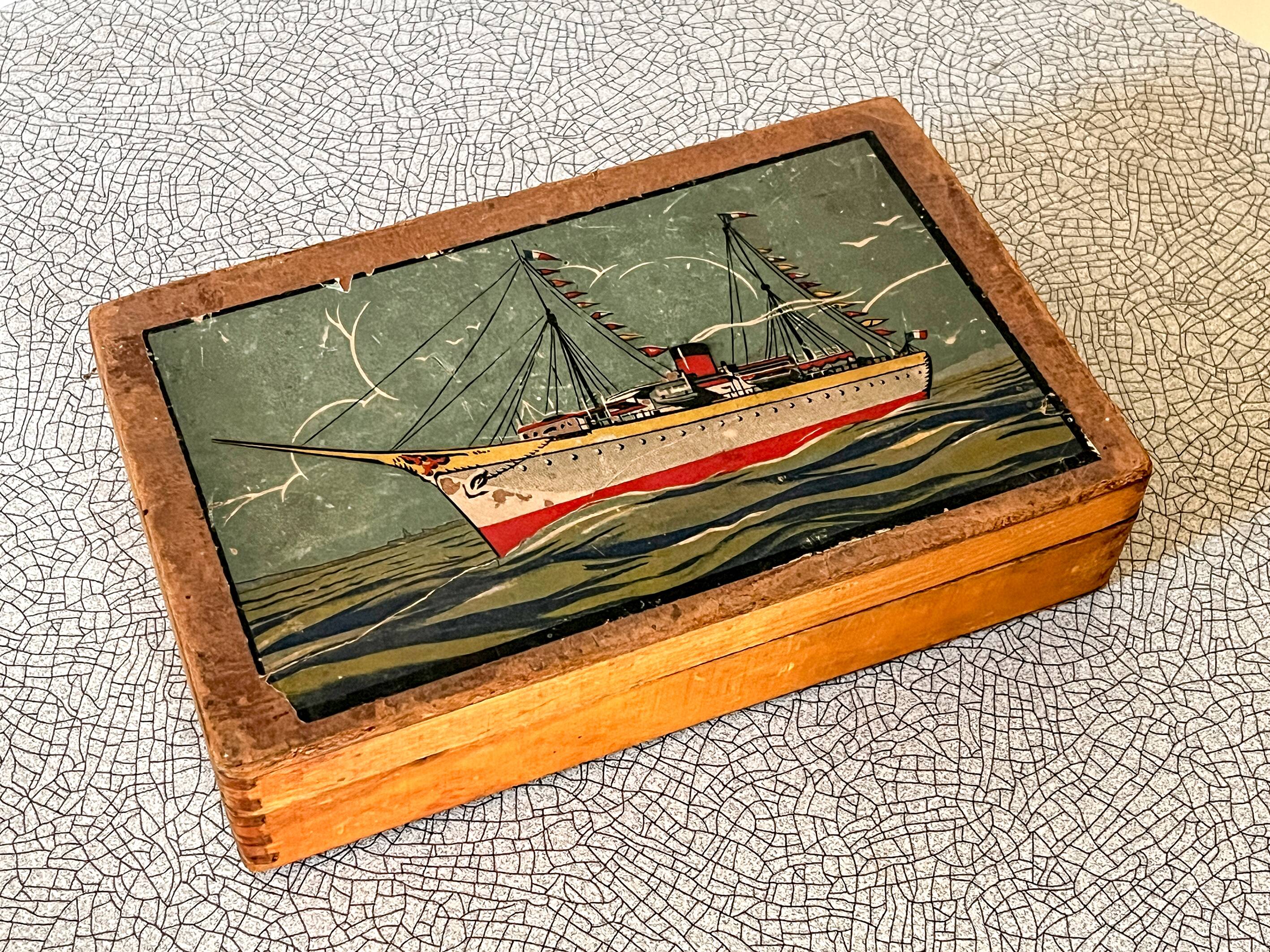 Wooden cube game in original box, antique game, early 20th century