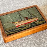 Wooden cube game in original box, antique game, early 20th century