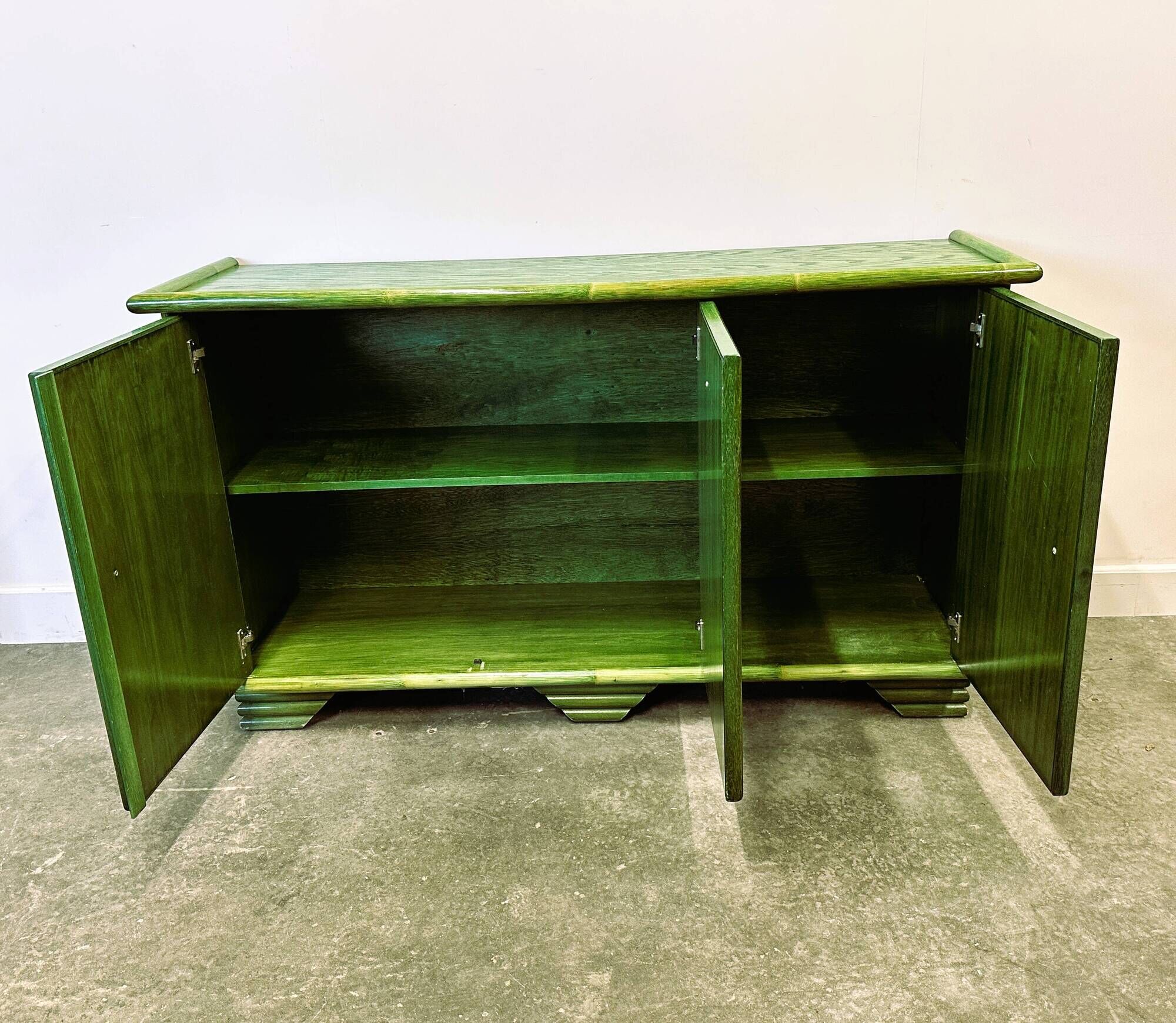 Green Vintage Rattan Sideboard By Maugrion, France, 1980s