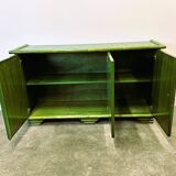 Green Vintage Rattan Sideboard By Maugrion, France, 1980s