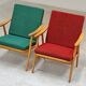 Pair of green-red boomerang armchairs by Antonin Suman for Ton (Thonet) 19