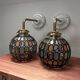 Paire d’appliques murales globes à facettes multicolores