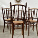 Lot 6 old vintage wooden bistro chairs brand Fischel early 20th century