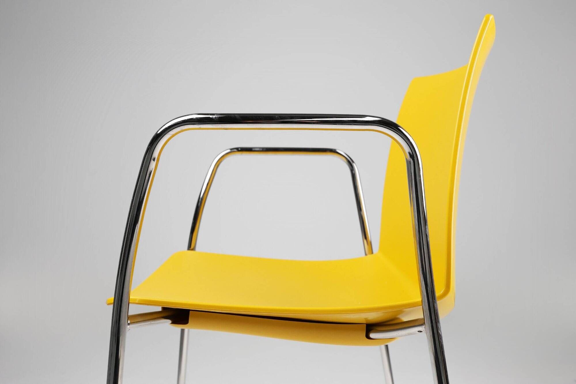 Mid-Century Yellow Chair with Metal Frame and Plastic Seat, Belgium