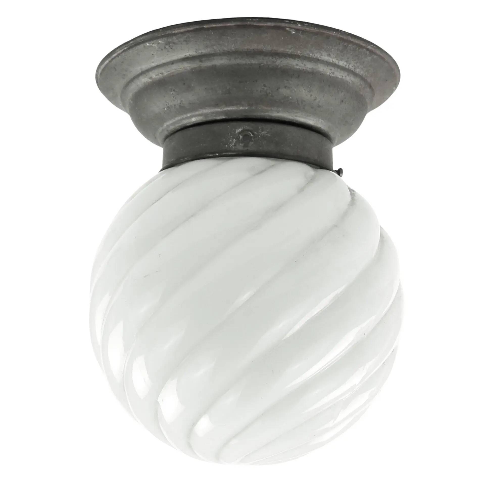 Art Deco ceiling lamp, white glass, Poland, 1930s