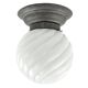 Art Deco ceiling lamp, white glass, Poland, 1930s