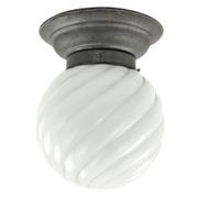 Lampe de plafond Art Déco, verre blanc, Pologne, années 1930