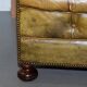 Canapé Chesterfield en cuir teint à la main, victorien rempli de crin de cheval