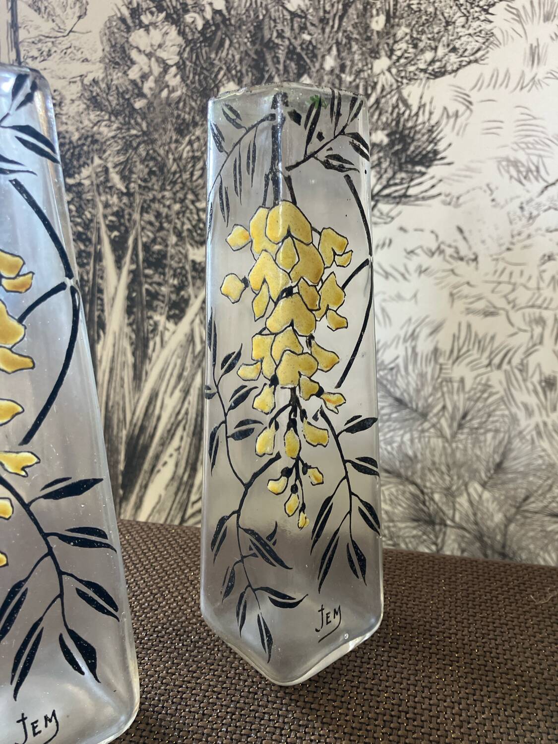 Pair of Flower Vases Signed Jem (legras)