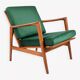 Fauteuil scandinave restauré, icône des années 60, velours