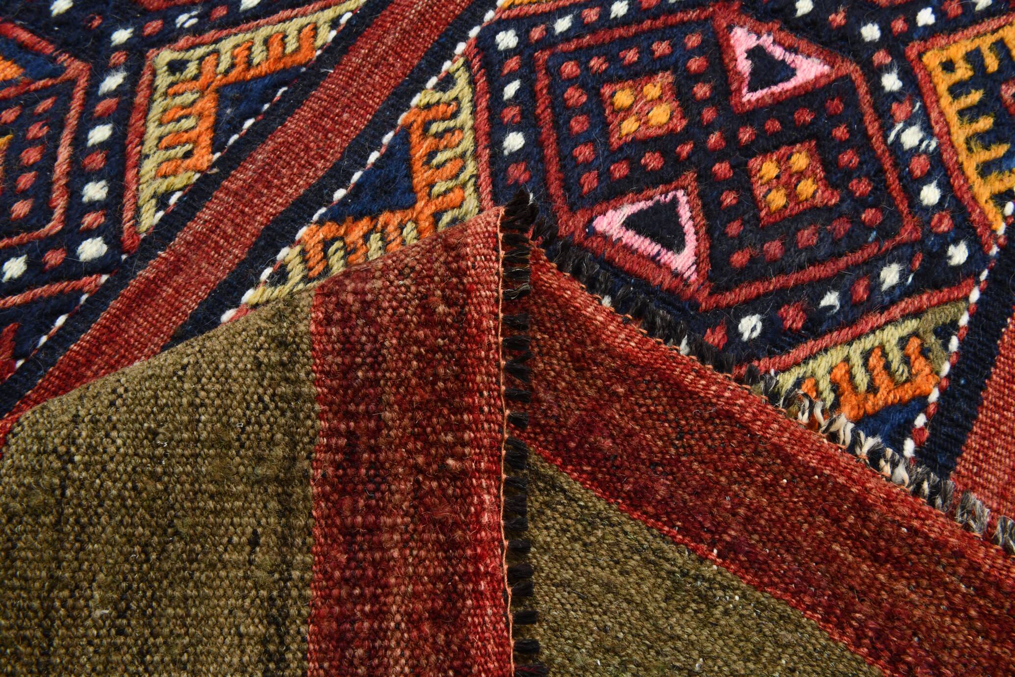 4x4 Square Bohemian Pattern Kilim Area Rug, 128x128Cm