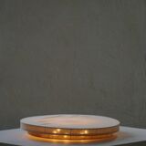 Mid-Century Modern, large round ceiling light in linen, Sweden, 1960s