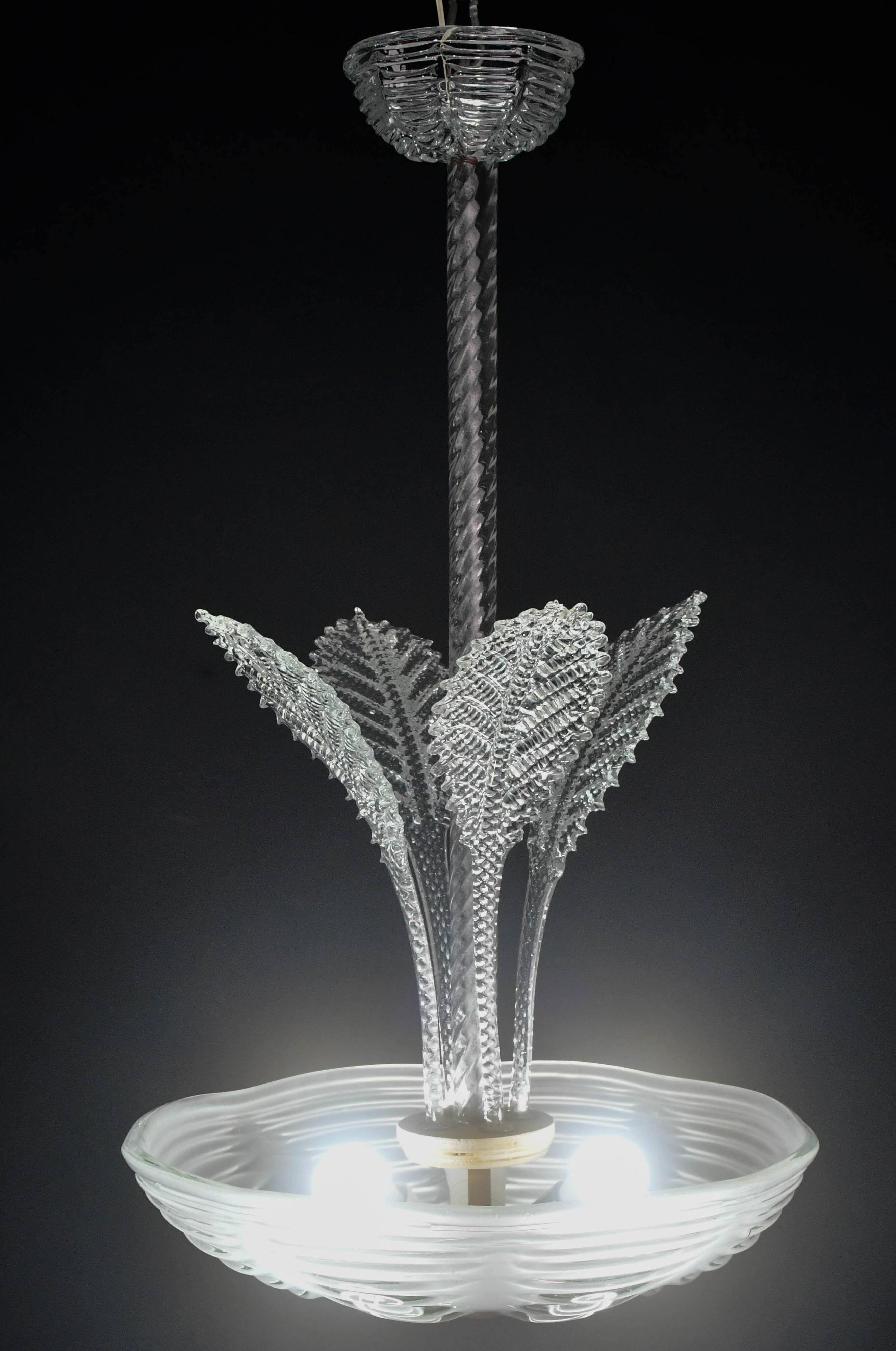 Luxury Barovier & Toso chandelier, Murano Pulegoso glass, 1950s