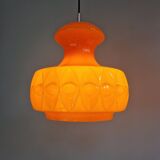 Pair of Space Age pendant lights in orange opaline, Peill & Putzler, 1970