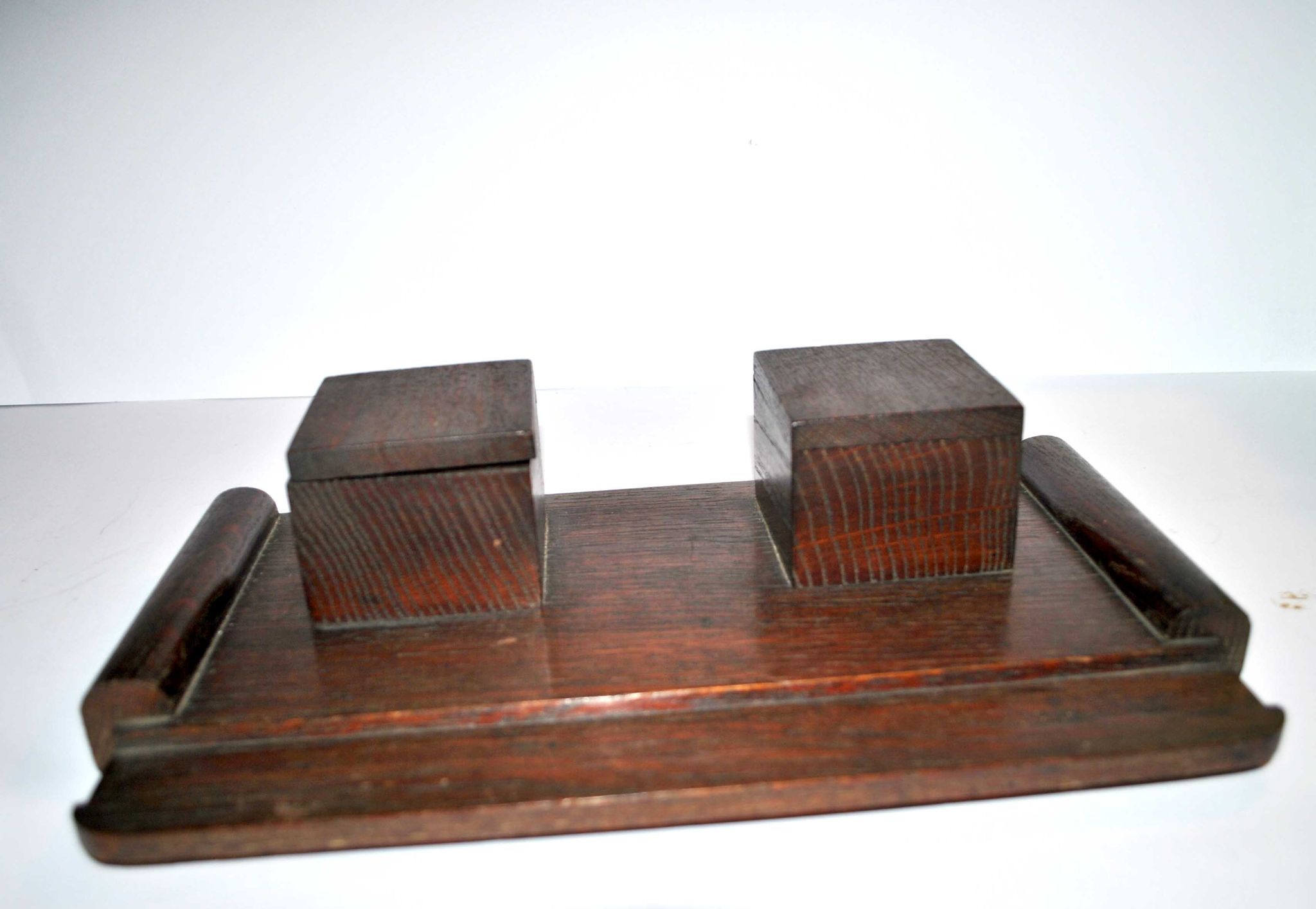 Office kit art deco inkwell and wooden letter holder macassar way 1930-1940