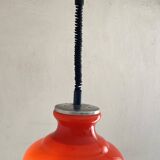 Suspension extensible en opaline et chrome, années 70