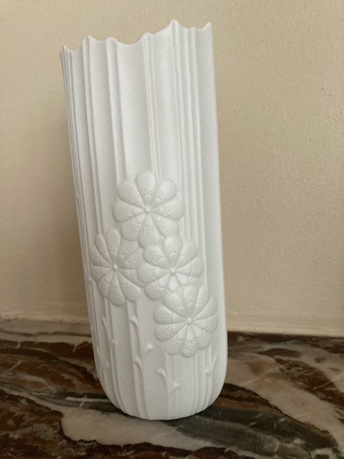 White biscuit vase by Kaiser by M. Frey