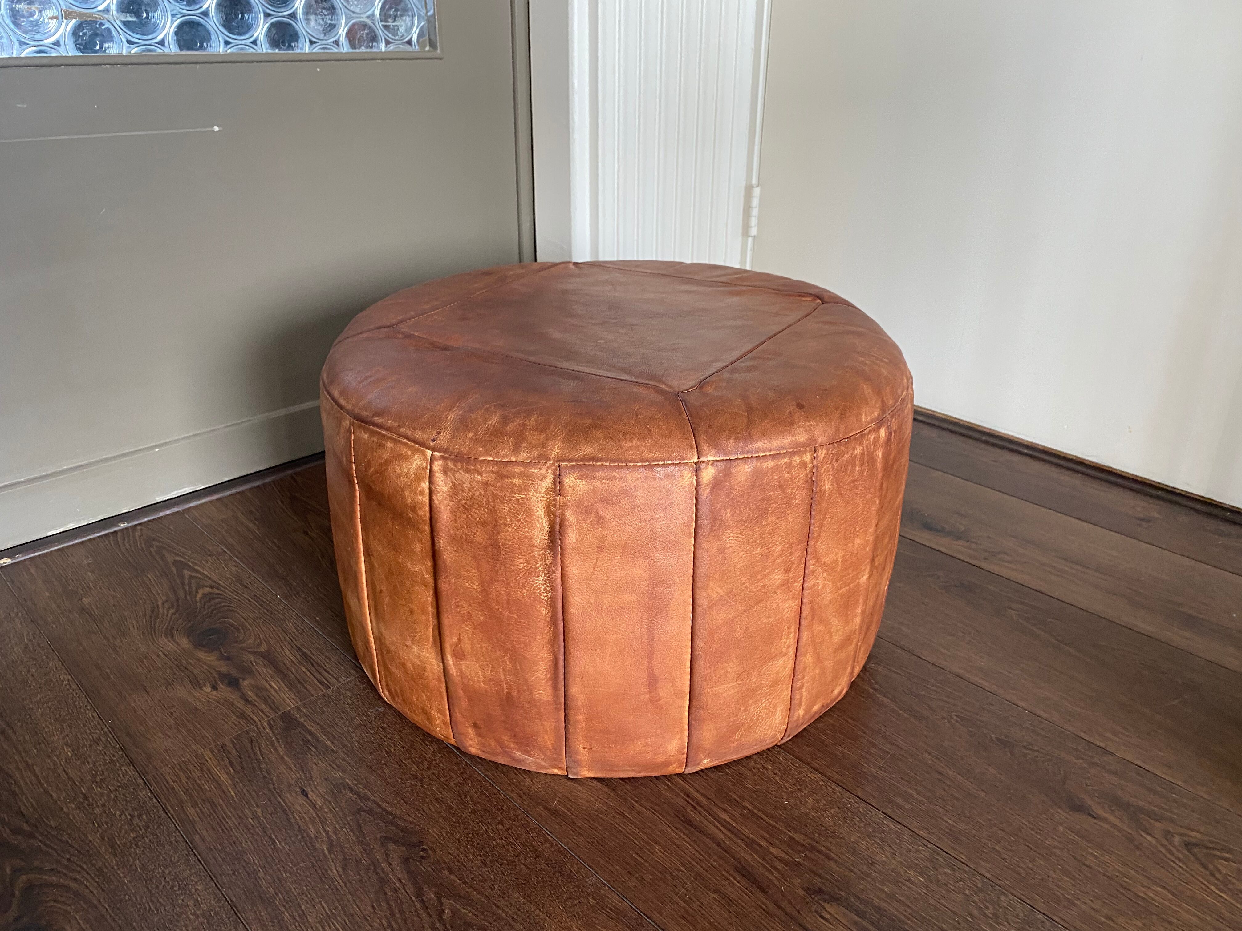 Leather pouf