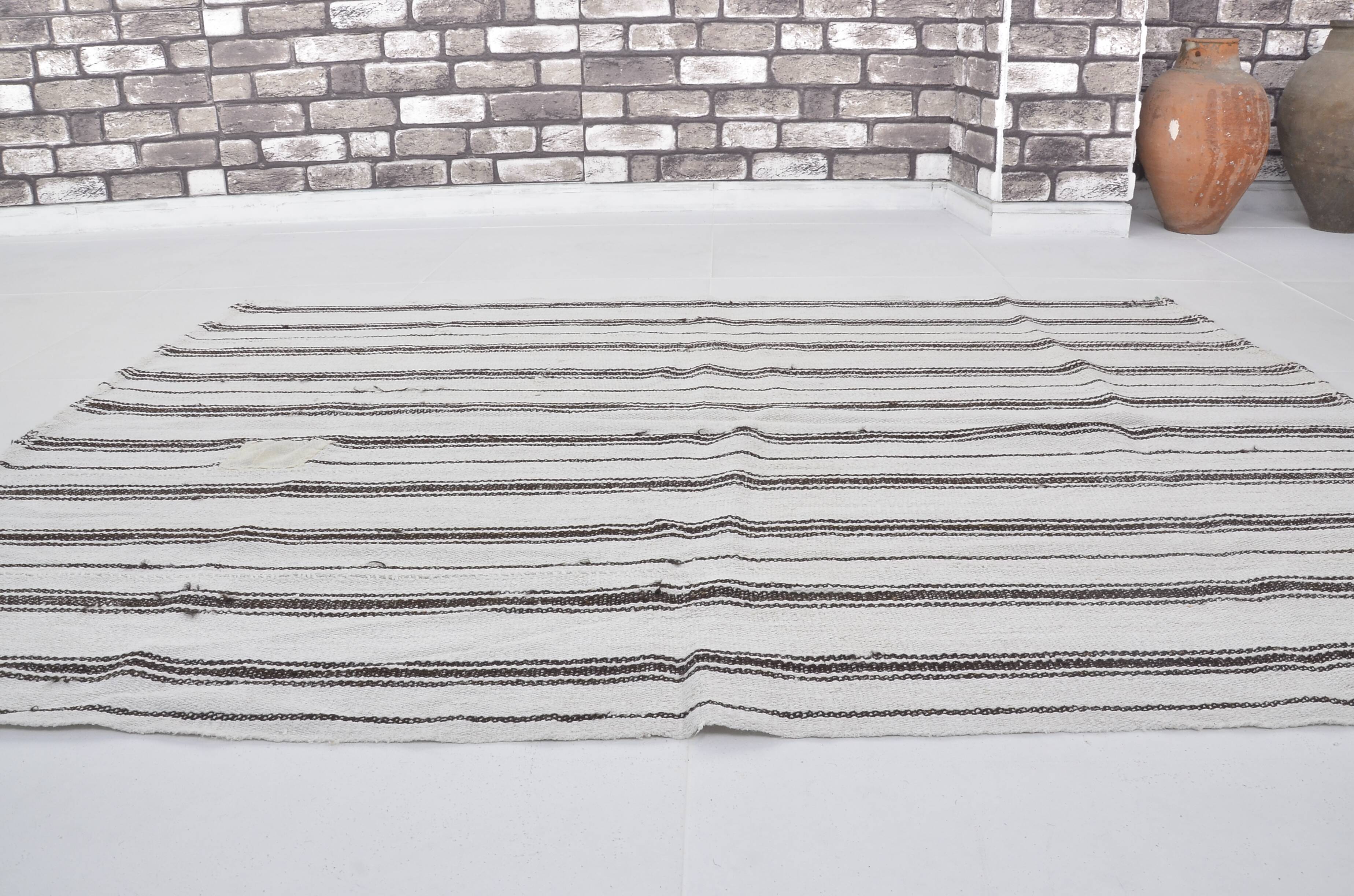 Vintage handwoven hemp rug modern sku 3669