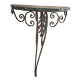 Console murale en fer forgé et marbre
