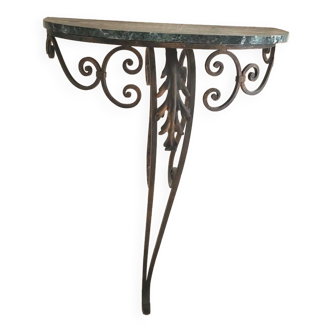 Wrought iron and marble wall console