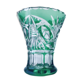 Vase Art Déco en cristal taillé vert