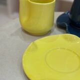 Set of mugs and cups of water lily ceramic handmade pop lemon yellow