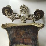 Altar candlestick with 2 branches, napoleon iii style, bronze patina old gold