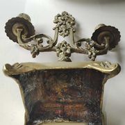 Altar candlestick with 2 branches, napoleon iii style, bronze patina old gold