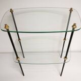 Vintage display 1950 / 1960, side table / sofa end, glass shelves
