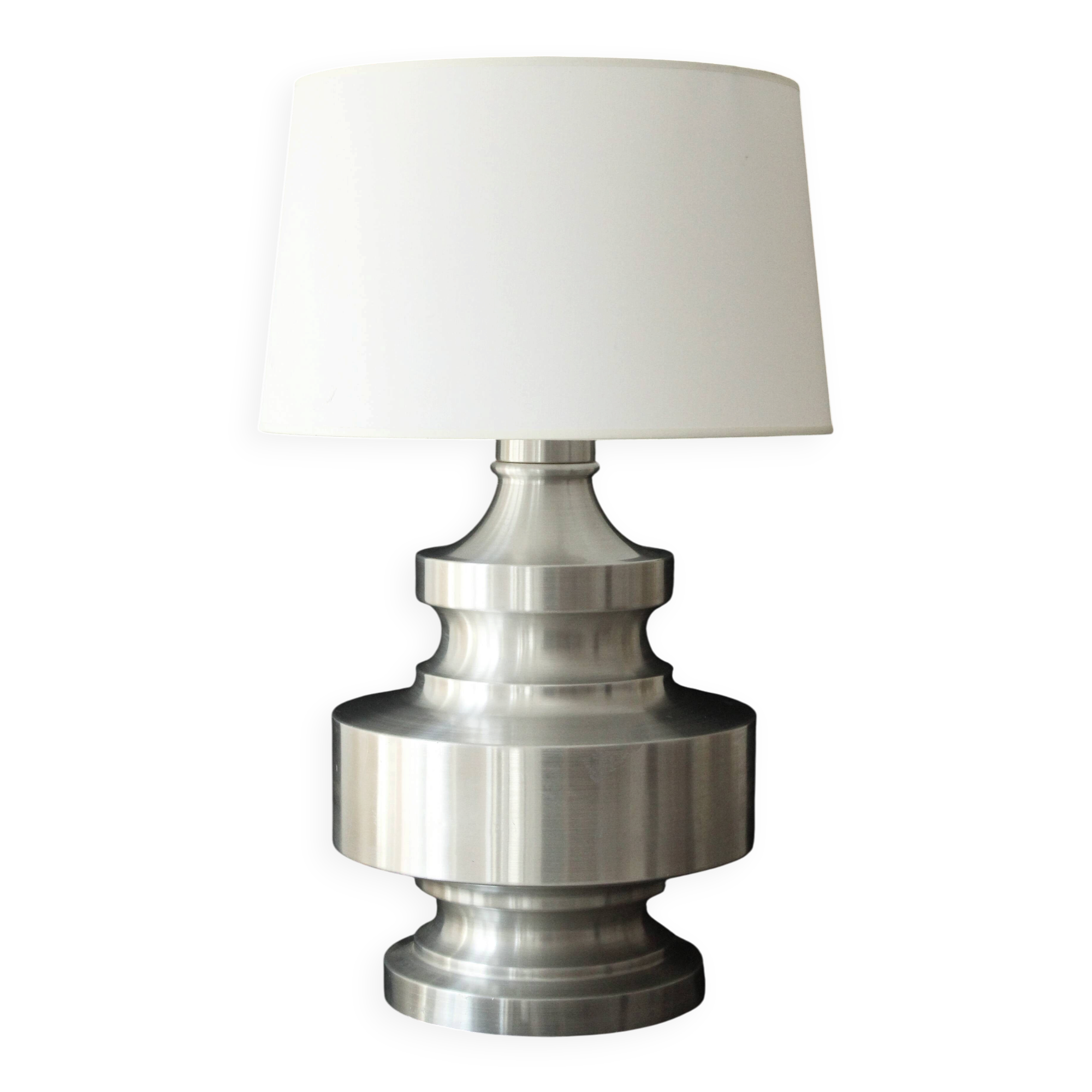 Large brushed aluminium table lamp, 1970s
