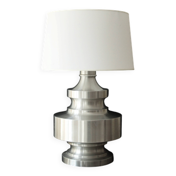 Large brushed aluminium table lamp, 1970s