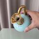 Vintage A. Bayer Belgium Turquoise Crackle Ceramic Jug with Gold