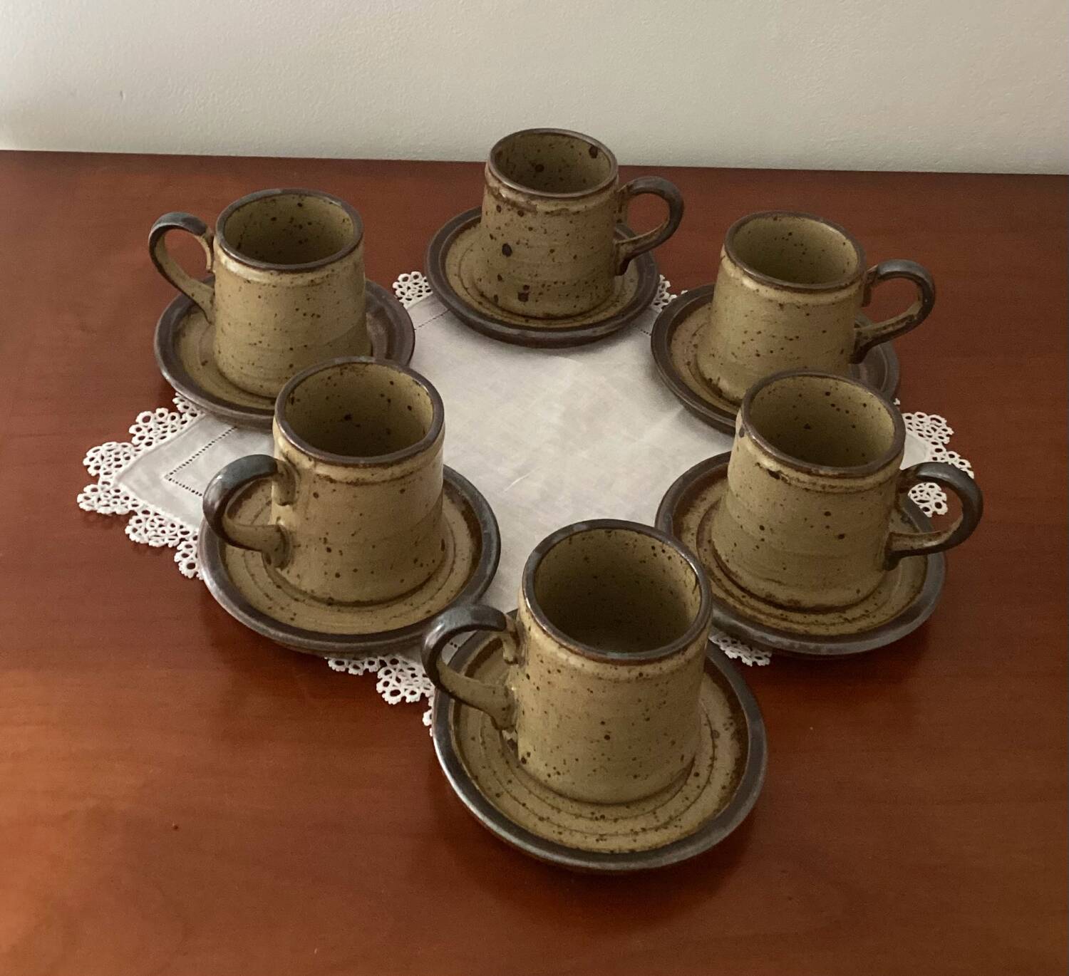 Stoneware Rocaille Cups and Saucers