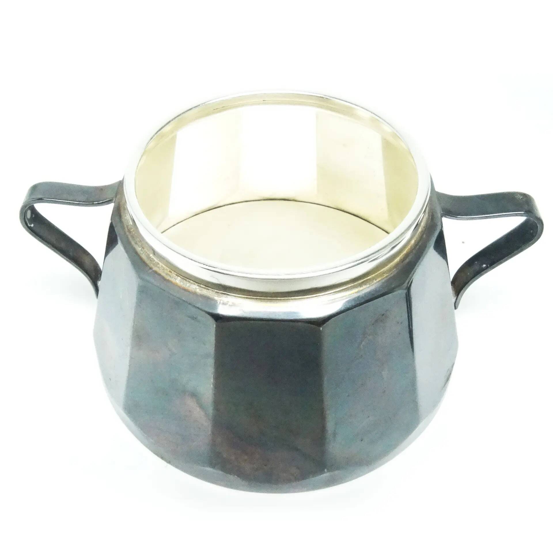 Sugar bowl, postmodernism, silver-plated brass, Poland, 1970s