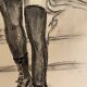 Tableau signé fusain portrait féminin mode « style Victorien »