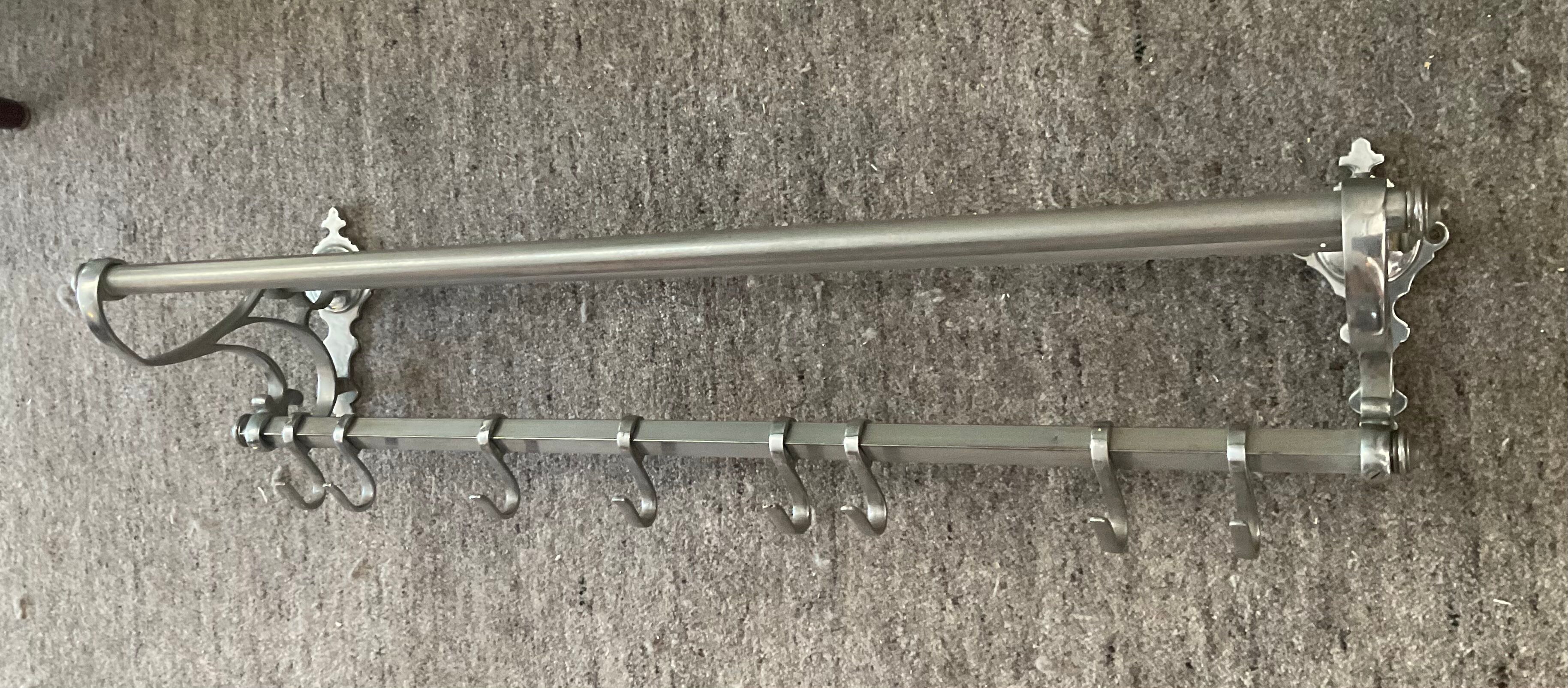 Art deco aluminum wardrobe coat rack with hat holder