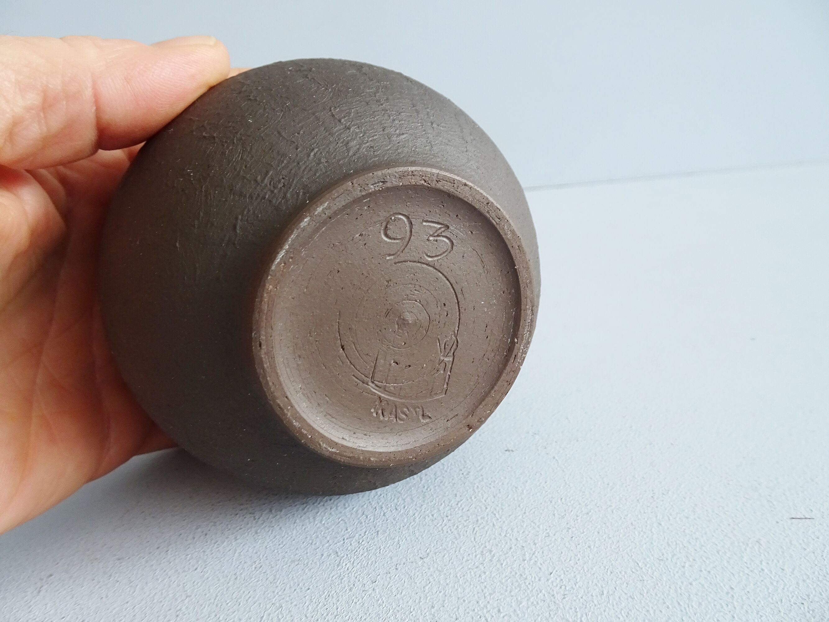 Andreas Kastl Studio ceramic vase brown yellow, small art ceramic vase