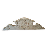 Antique wooden furniture pediment, pale green patina