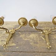 Sconces midcentury, pair of French wall sconces brass bronze