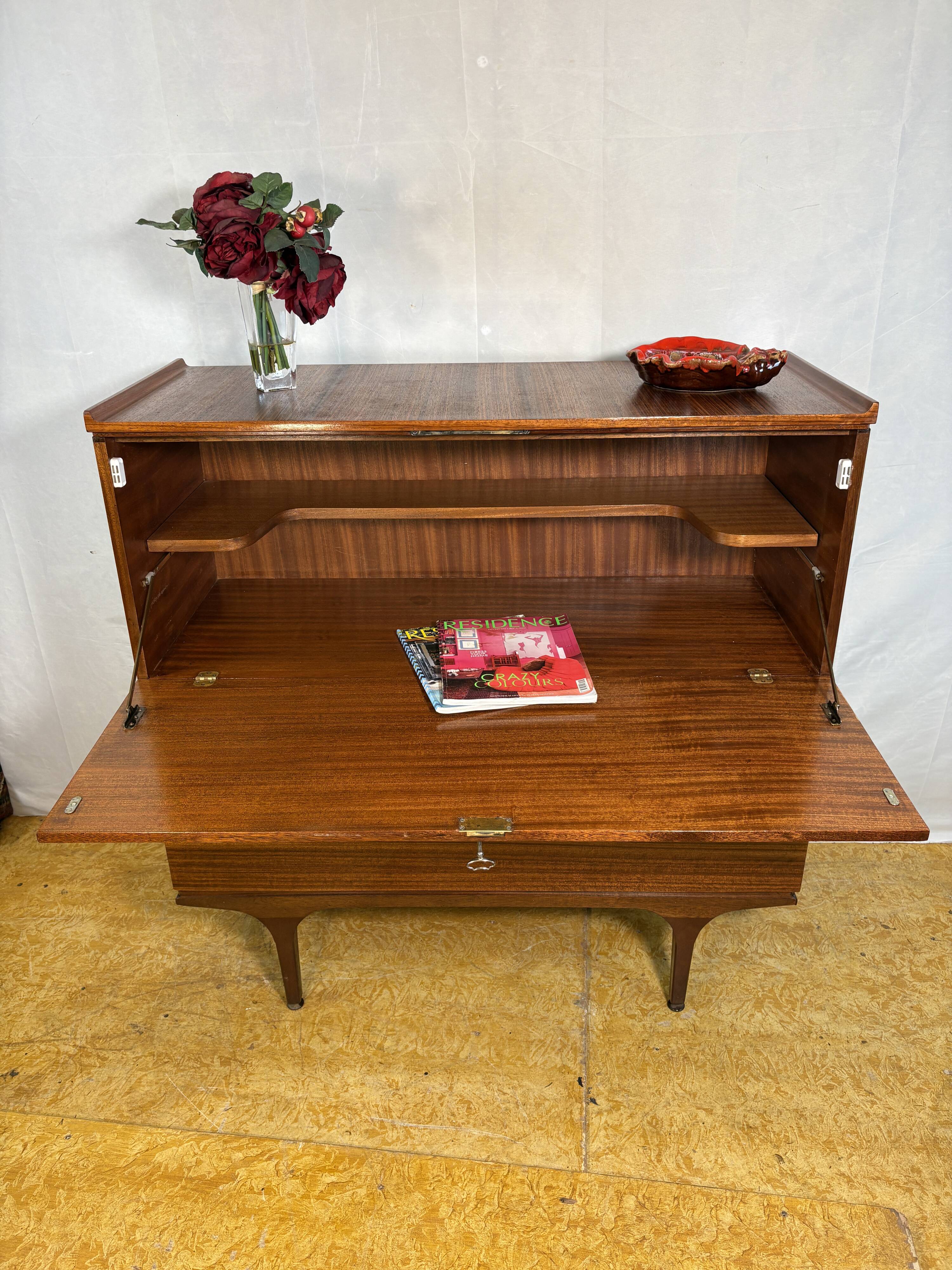 Mid-Century Retro Vintage Teak Bureau / Desk by Meredew 1960  Large Writing