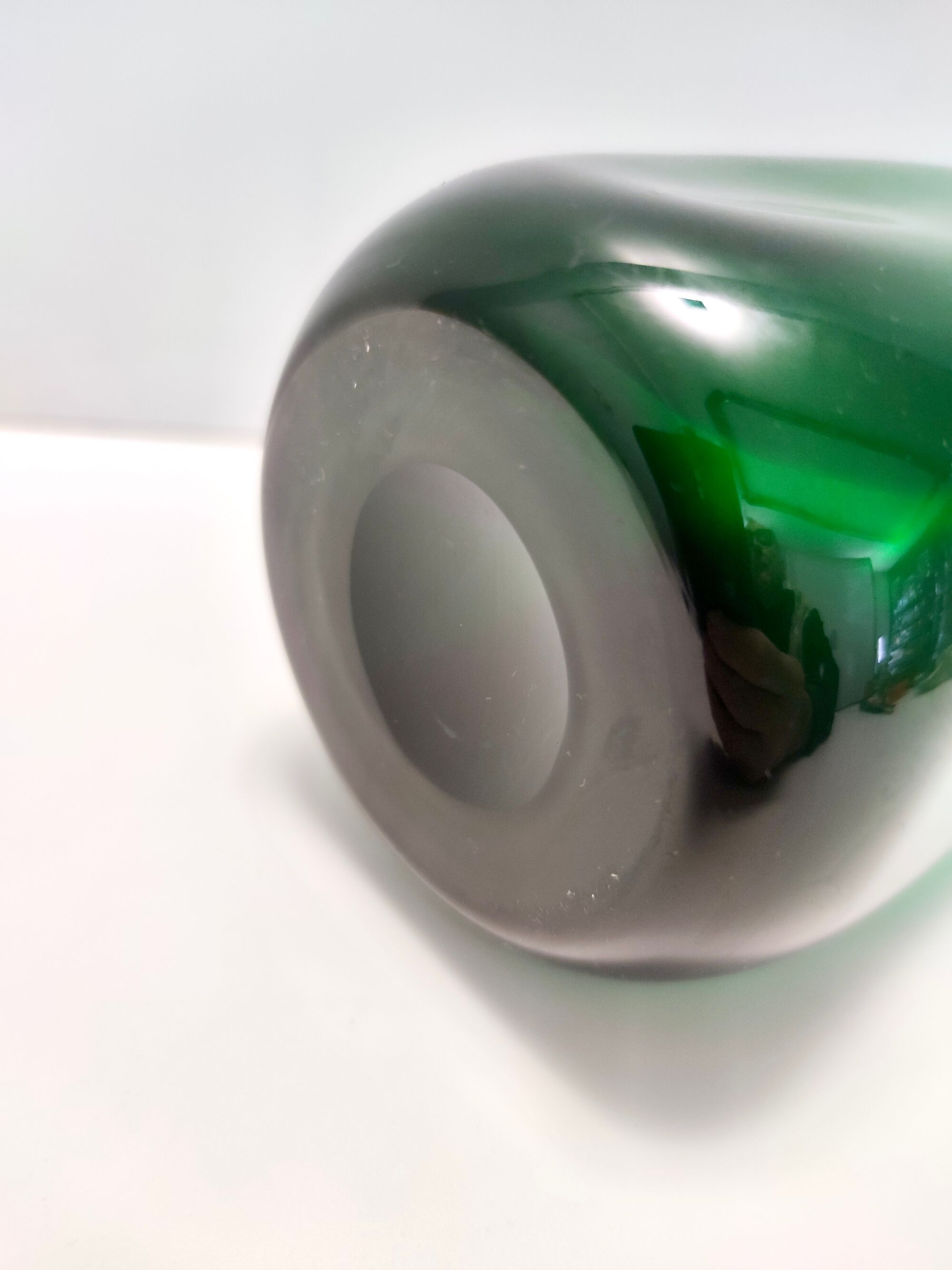 Vintage Green Hand-Blown Glass Bottle, Empoli, Italy