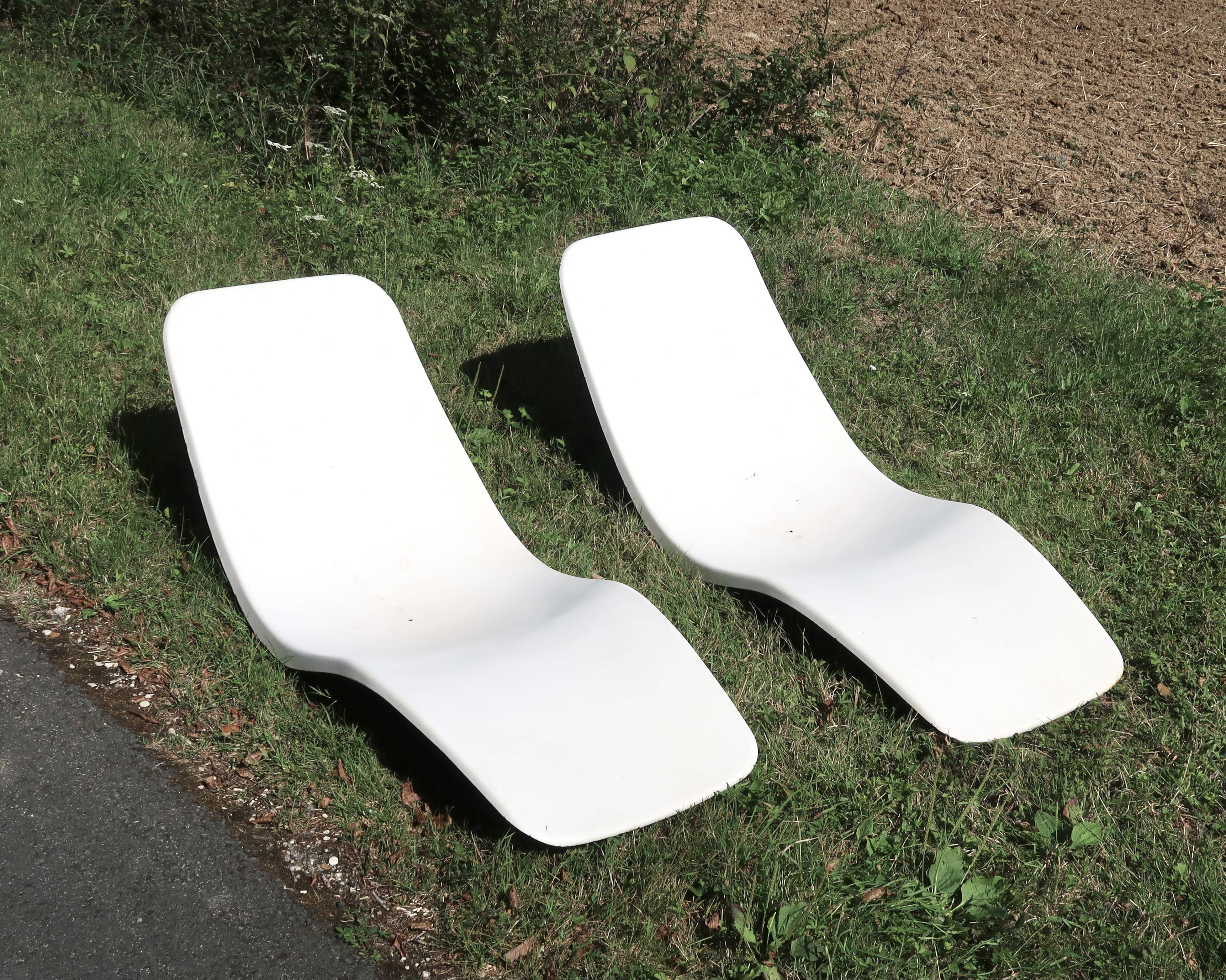 Charles Zublena fiberglass deck chair, 1960s