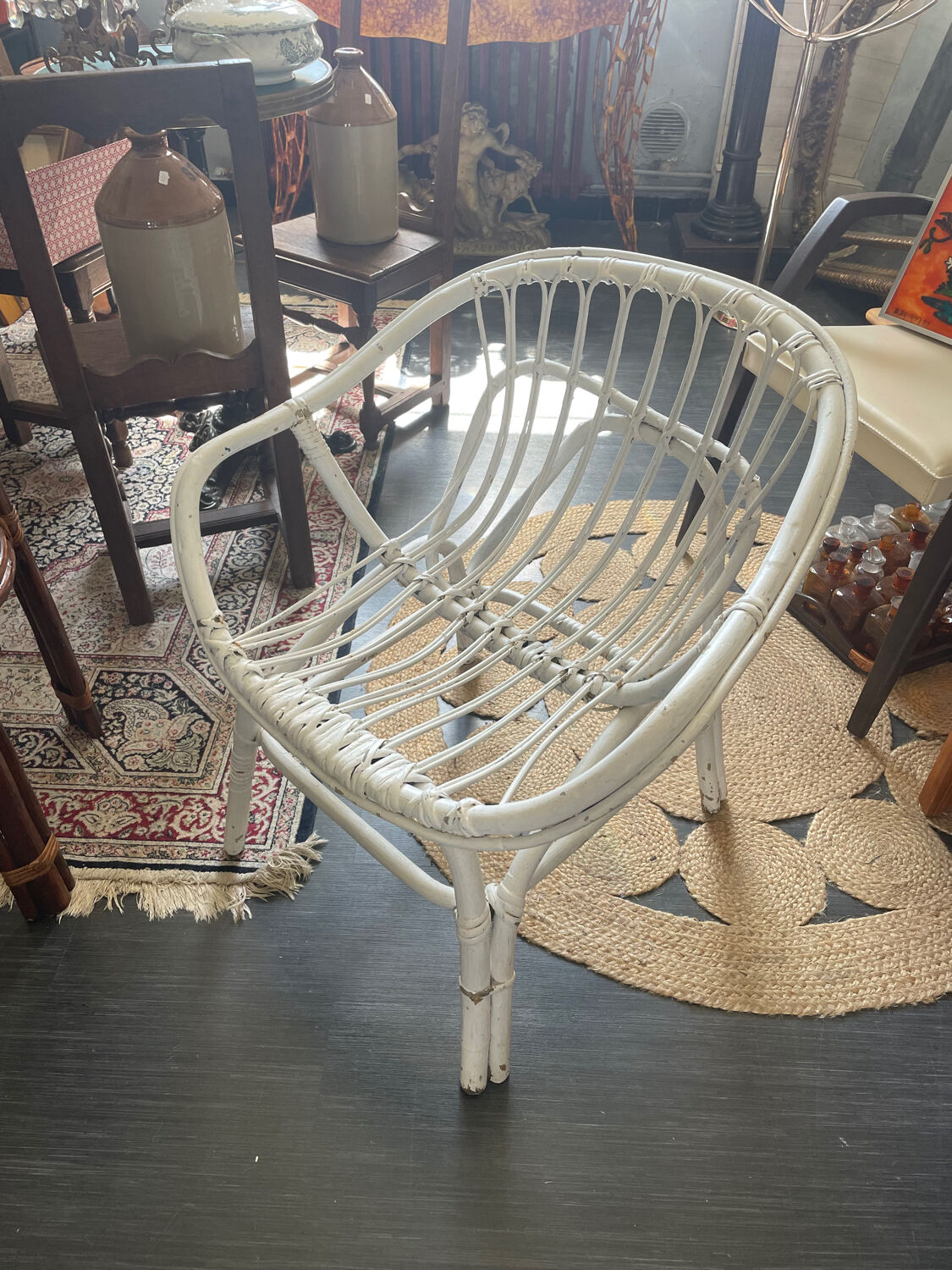 White rattan armchair