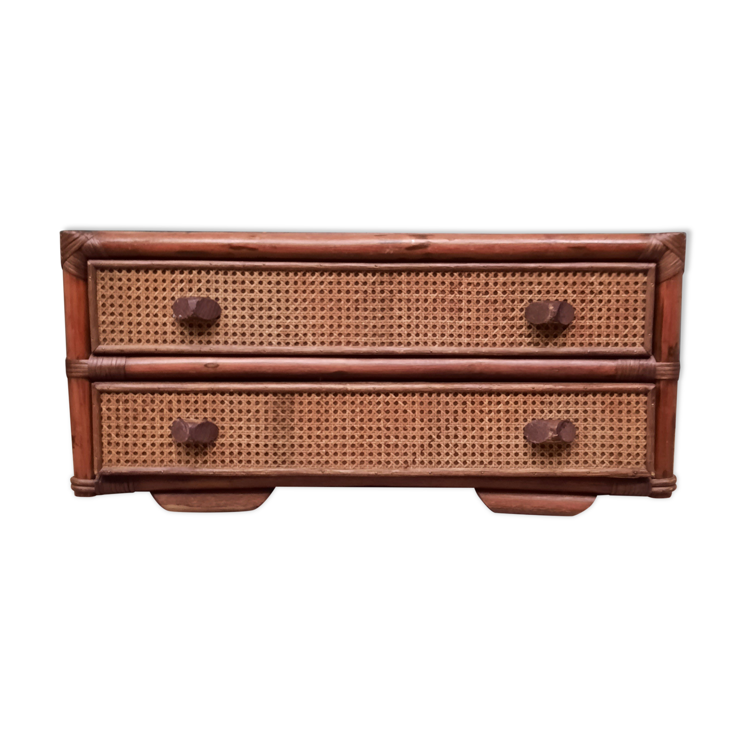 Chest of drawers in bamboo and osier