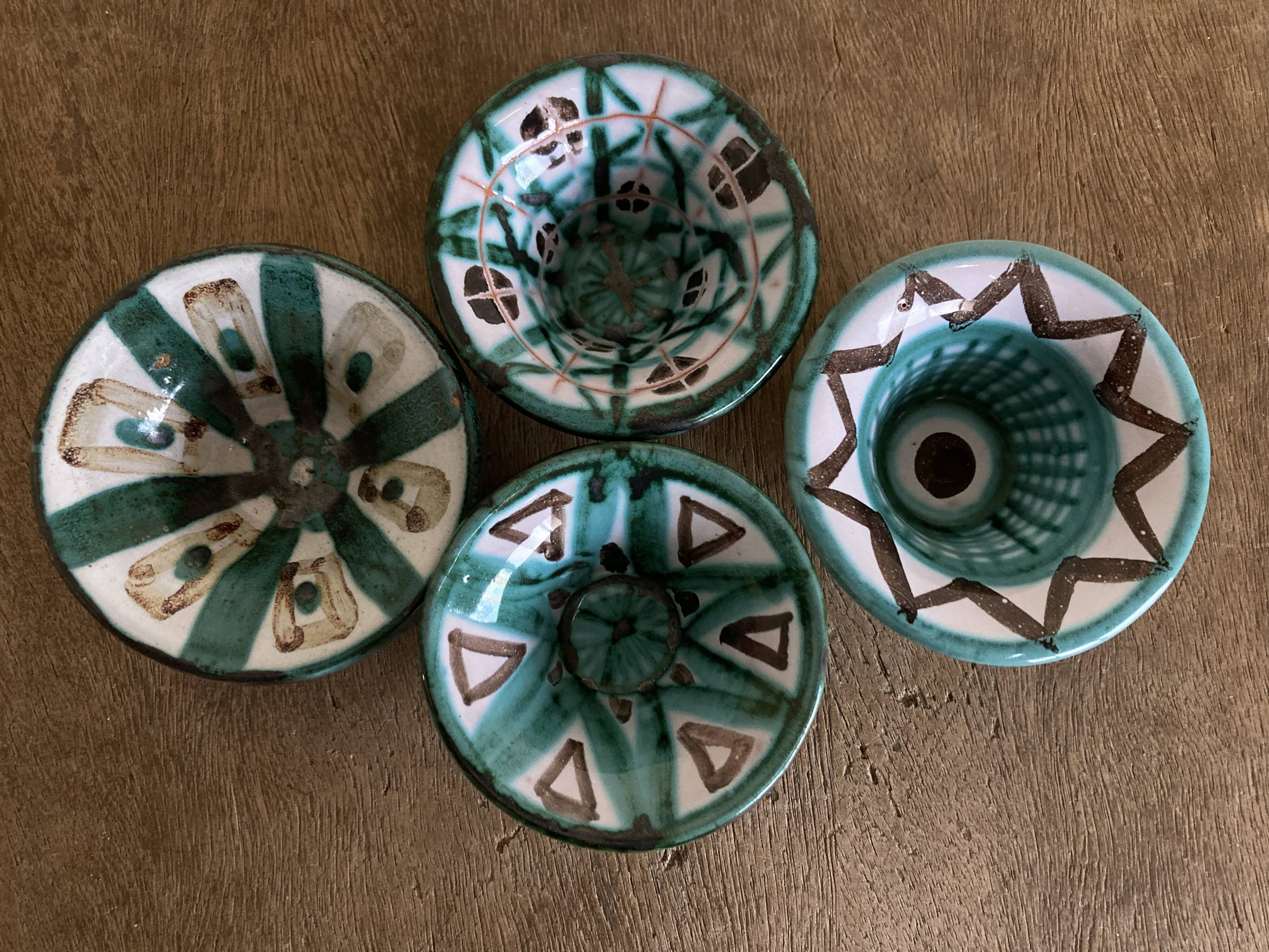 Set of 4 Robert Picault Vallauis 1960 cups