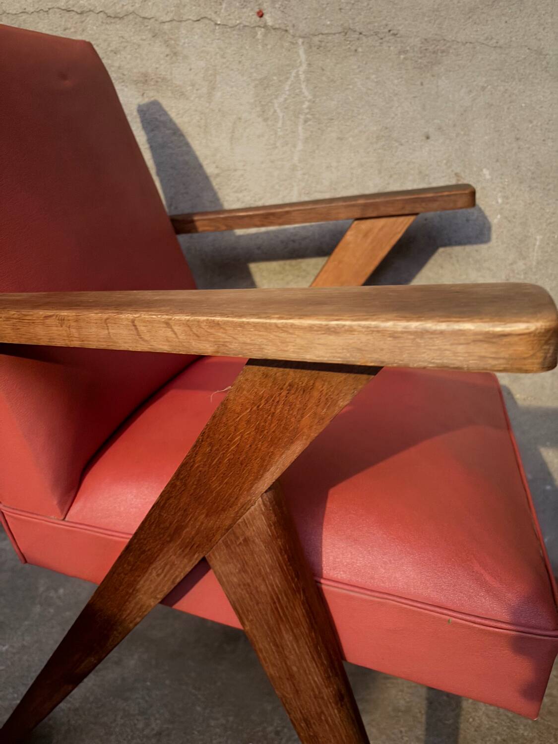 Red skai armchair, 60s